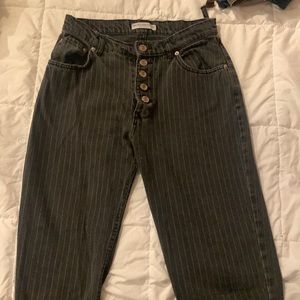 Black stripped straight leg jeans